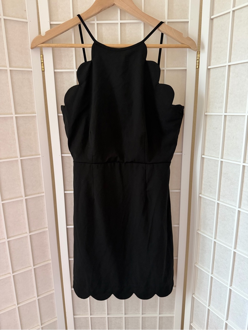 Entro Black Scallop Spaghetti Strap Cocktail Dress Small